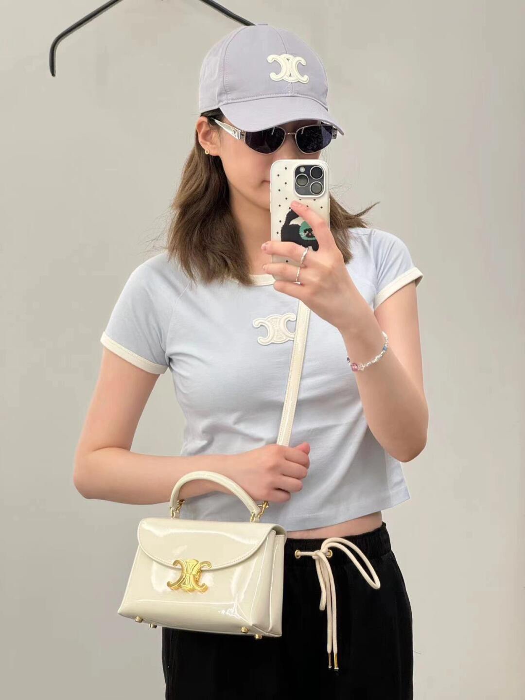 Celine 셀린느 TEEN NINO 탑핸들백 페이턴트 레더 블랙 골드 14