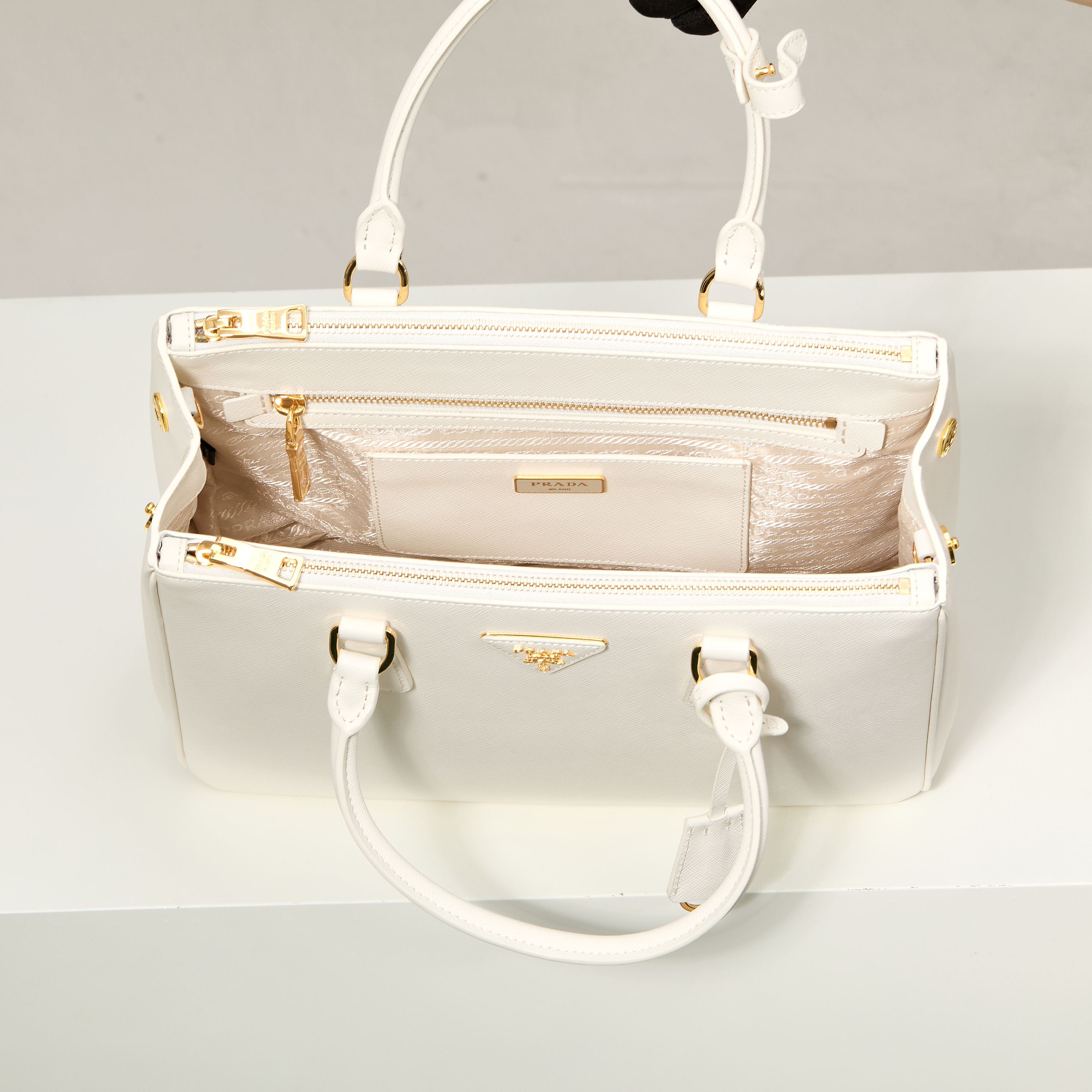 Prada 프라다 갤러리아 미니 탑핸들백 사피아노 레더 캐러멜 브라운 골드 9
