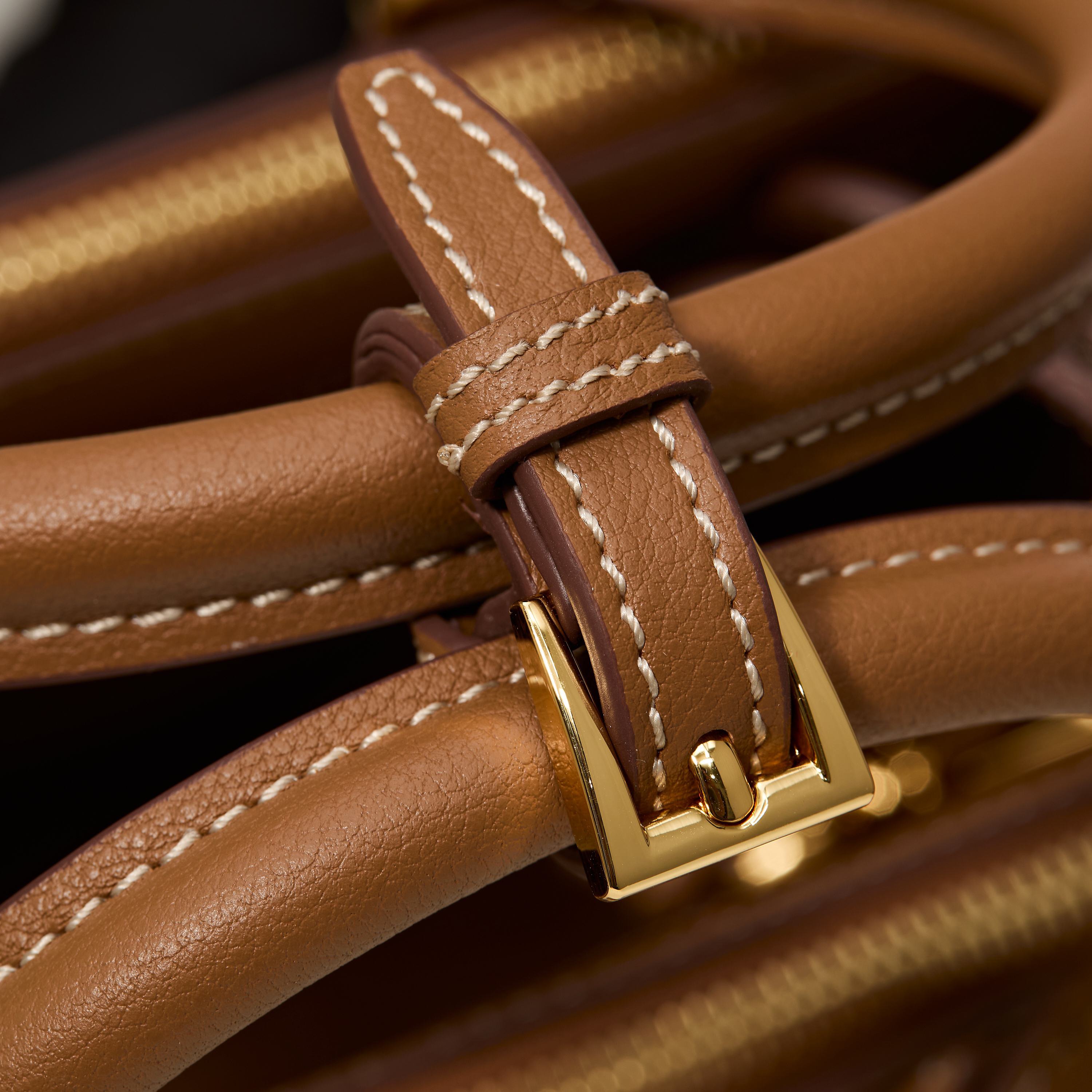 Prada 프라다 갤러리아 스몰 토트백 그레인드 카프스킨 카멜 브라운 골드 하드웨어 1BA896 20cm 18