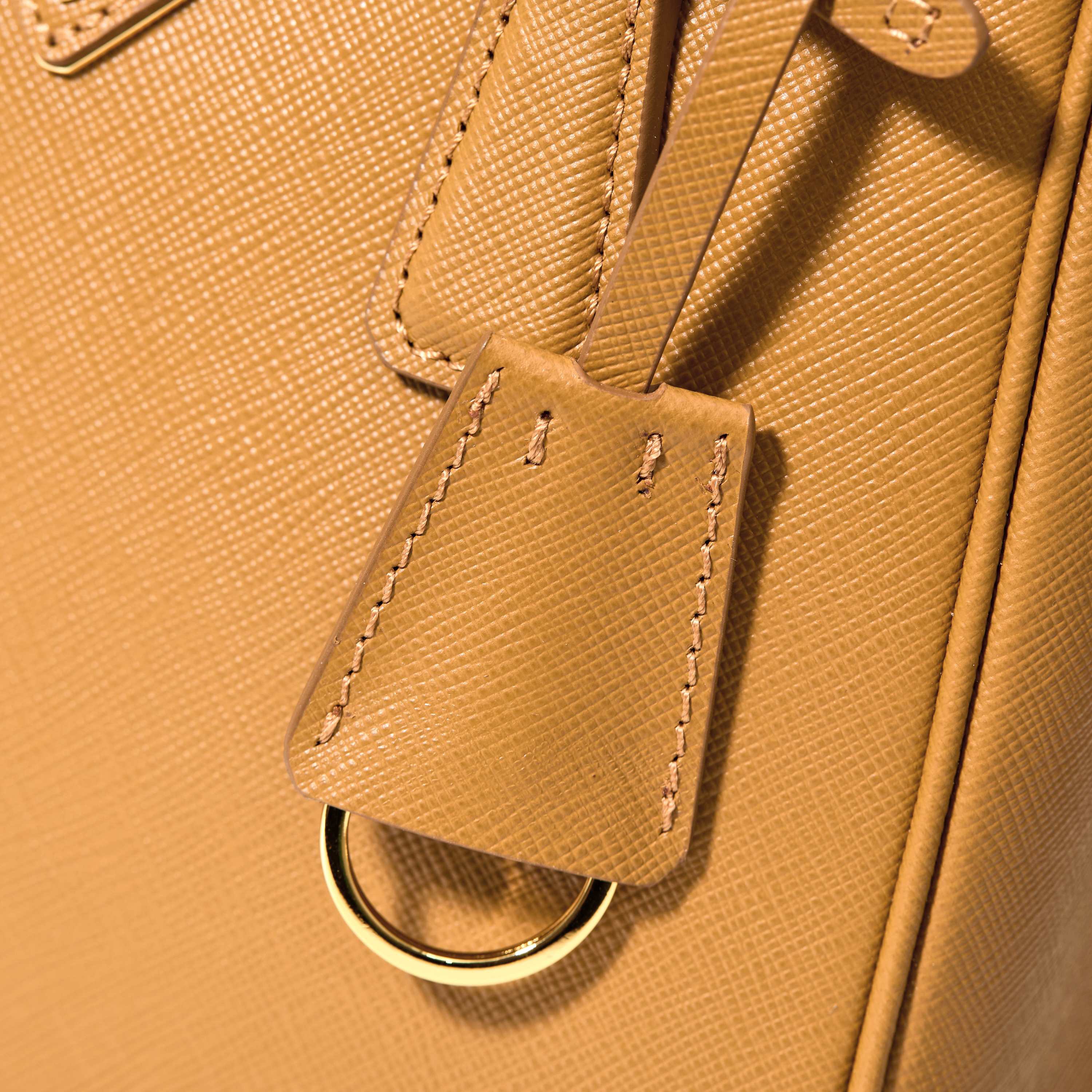 Prada 프라다 미니 갤러리아 토트백 사피아노 레더 카멜 브라운 골드 20cm 17