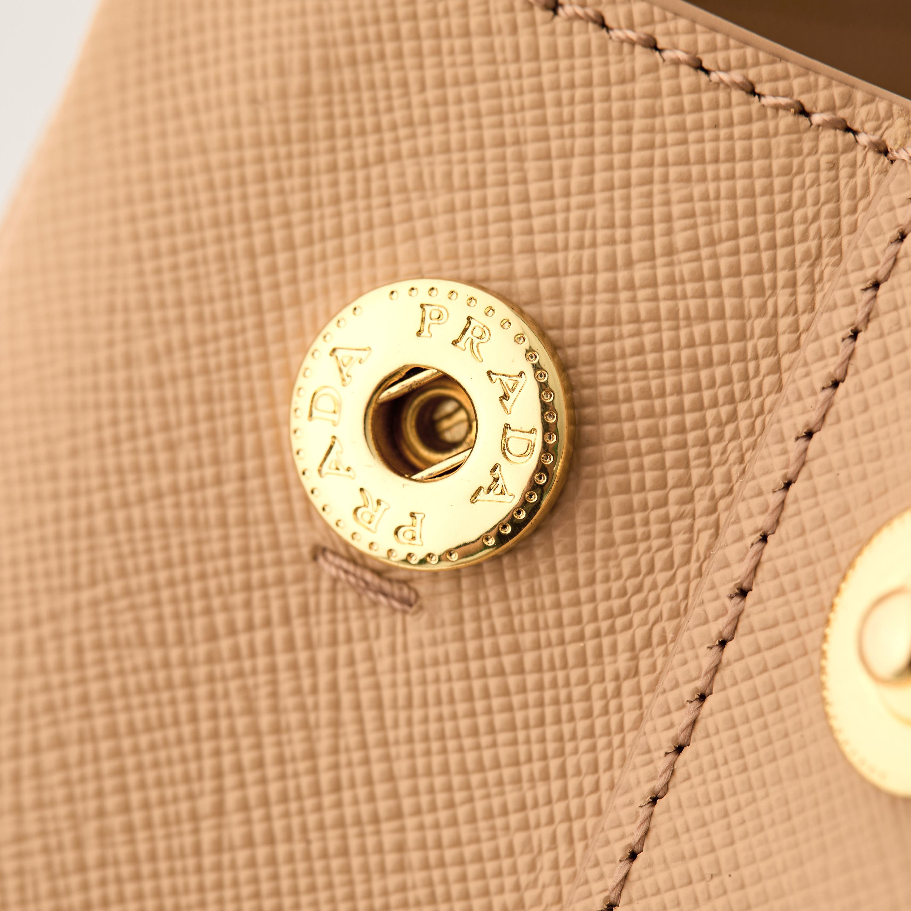 Prada 프라다 미니 갤러리아 토트백 사피아노 레더 카멜 핑크 골드 20cm 13