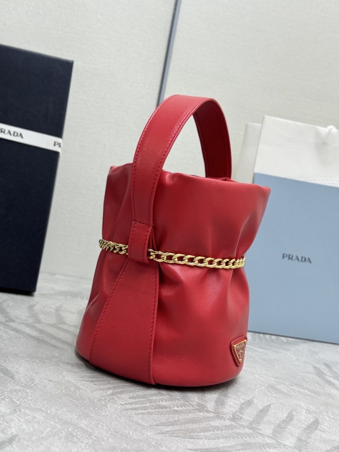 Prada 프라다 1BE088 램스킨 버킷백 골드 체인 블랙 8