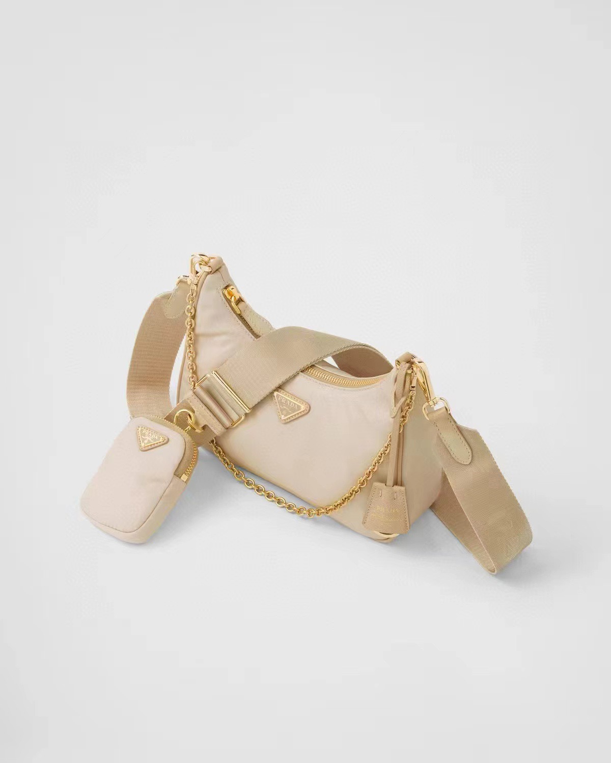 Prada 프라다 1BH204 리에디션 나일론 호보백 3-in-1 테수토 브라운 골드 하드웨어 2