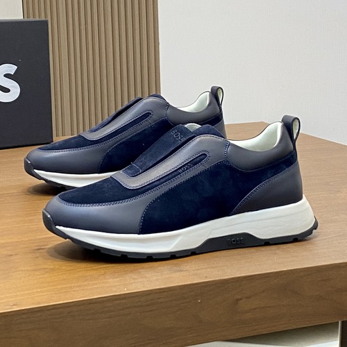BOSS Men’s Leather Slip-On Sneakers 보스 2026 남성 가죽 슬립온 캐주얼 스니커즈 네이비