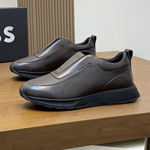 BOSS Low-Top Leather Slip-On Sneakers 보스 2016 로우탑 남성 가죽 슬립온 캐주얼 스니커즈 다크브라운