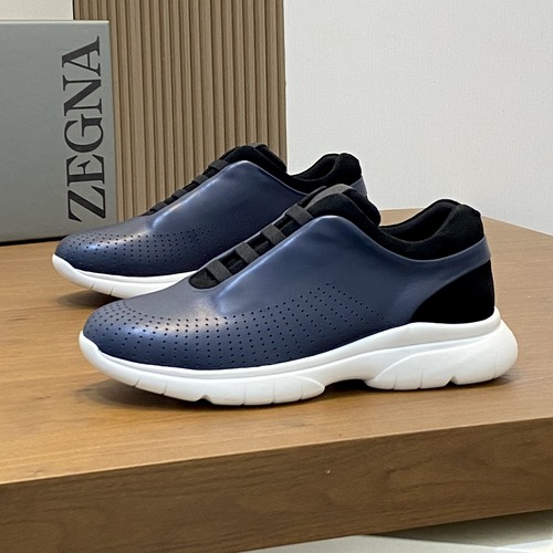 ZEGNA Men’s Leather Low-Top Sneakers 제냐 2016 남성 가죽 로우탑 캐주얼 스니커즈 네이비