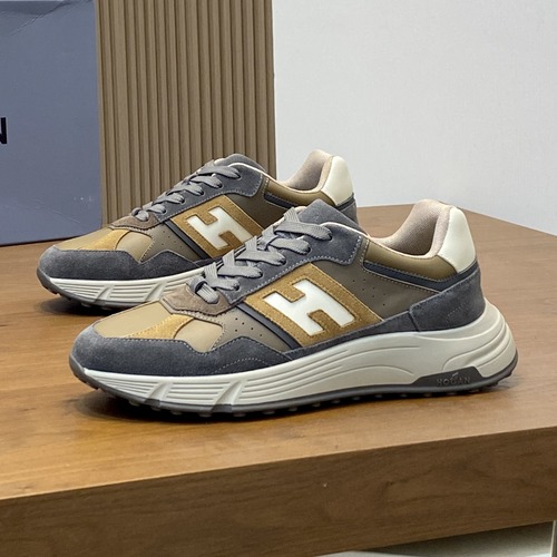 HOGAN H Patch Men’s Sneakers 호간 H 패치 남성 캐주얼 스니커즈 (Hyperlight 시리즈) 그레이&브라운