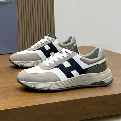 HOGAN H Patch Men’s Sneakers 호간 H 패치 남성 캐주얼 스니커즈 (Hyperlight 시리즈) 카키 & 베이지