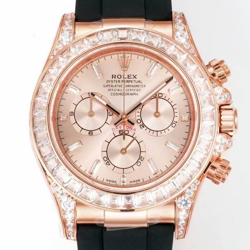Rolex Cosmograph Daytona Diamond Bezel 4131 Automatic Watch 롤렉스 코스모그래프 데이토나 다이아몬드 브론즈베젤 4131 오토매틱 러버밴드
