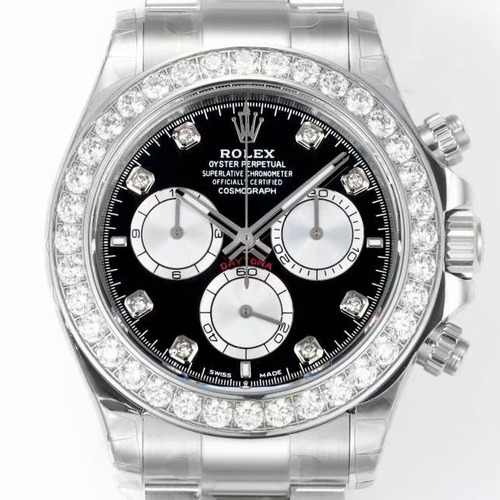Rolex Cosmograph Daytona Diamond Bezel Automatic 4131 롤렉스 코스모그래프 데이토나 다이아몬드 베젤 4131 자동 크로노그래프 블랙다이얼
