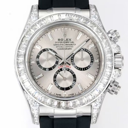 Rolex Cosmograph Daytona Diamond Bezel Automatic 4131 롤렉스 코스모그래프 데이토나 다이아몬드 베젤 4131 자동 크로노그래프 그레이다이얼 러버밴드