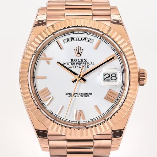 Rolex Day-Date 40 Everose Gold Roman Dial | 롤렉스 데이데이트 40 에버로즈 골드 로만 화이트다이얼