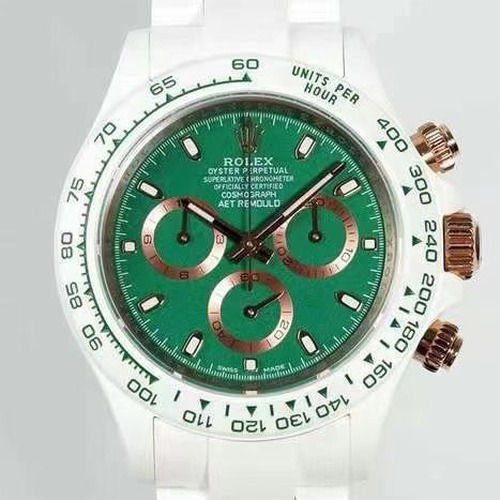 Rolex Daytona White Ceramic AET x IPK Custom 로렉스 데이토나 화이트 세라믹 AET × IPK 커스텀 다크그린다이얼