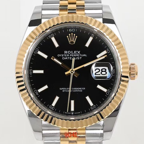 Rolex Datejust 41 Two-Tone 18K Gold Plated EW Factory 롤렉스 데이트저스트 41 투톤 18K 금도금(무변색)블랙다이얼