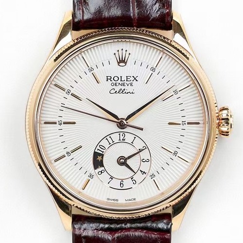 Rolex Cellini Time GMT 39 EW Factory | 롤렉스 첼리니 타임 GMT 39 EW 팩토리 화이트다이얼 브라운밴드