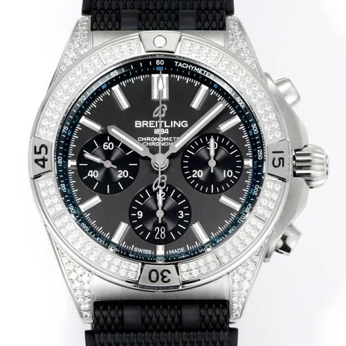 BREITLING B01 Chronograph 42mm 브라이틀링 크로노멧 다이아몬드 베젤 – BLS Factory 최고급판 블랙
