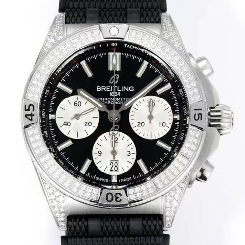 BREITLING B01 Chronograph 42mm 브라이틀링 크로노멧 다이아몬드 베젤 – BLS Factory 최고급판 블랙