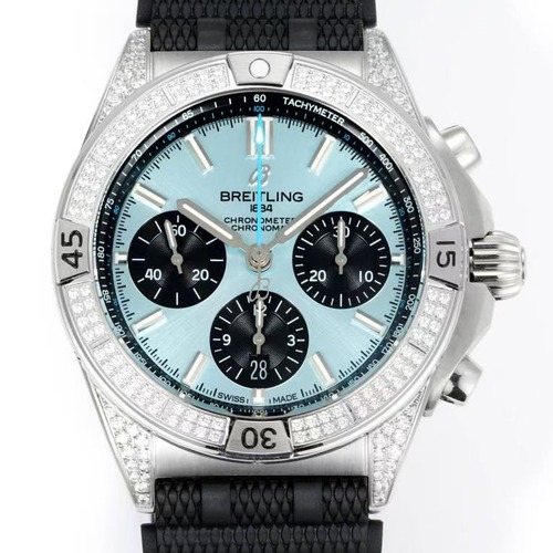 BREITLING B01 Chronograph 42mm 브라이틀링 크로노멧 다이아몬드 베젤 – BLS Factory 최고급판 스카이블루