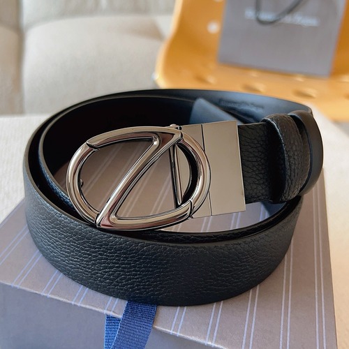 Zegna 제냐 로고 버클 리버서블 가죽 벨트