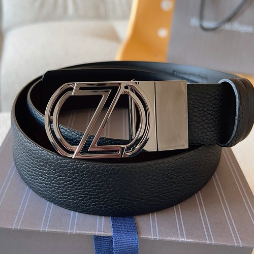 Zegna 제냐 로고 버클 리버서블 가죽 벨트