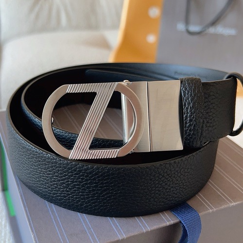 Zegna 제냐 로고 버클 리버서블 가죽 벨트