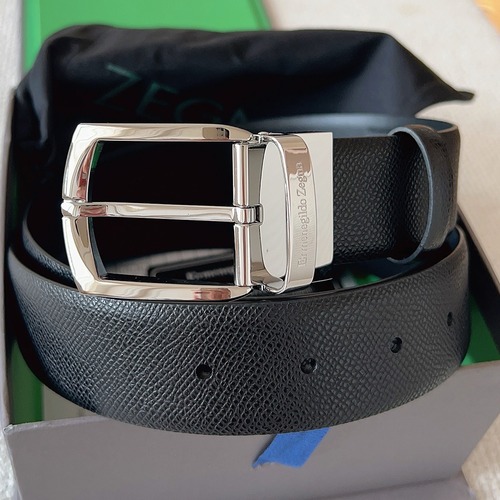 Zegna 제냐 블랙 소가죽 벨트
