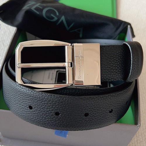 Zegna 제냐 블랙 소가죽 벨트