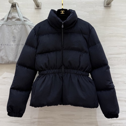 Brunello Cucinelli 브루넬로 쿠치넬리 2025 가을·겨울 여성 하이넥 허리 스트링 구스다운 점퍼