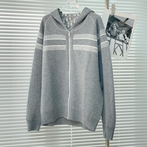 Dior 디올 자카드 로고 양면 후드 니트 집업