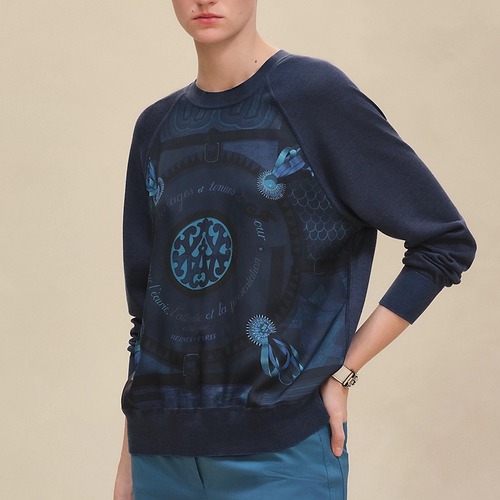 Hermes 에르메스 25 신상 플라이트 테마 프린트 니트 탑