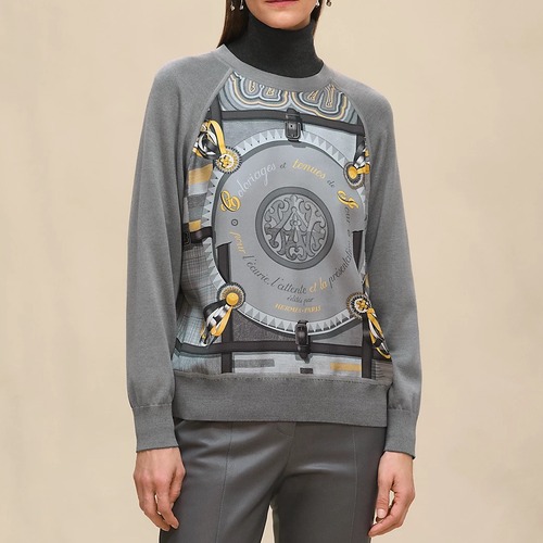 Hermes 에르메스 25 신상 플라이트 테마 프린트 니트 탑