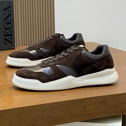 Ermenegildo Zegna 에르메네질도 제냐 Triple Stitch™ 소가죽 로우탑 스니커즈