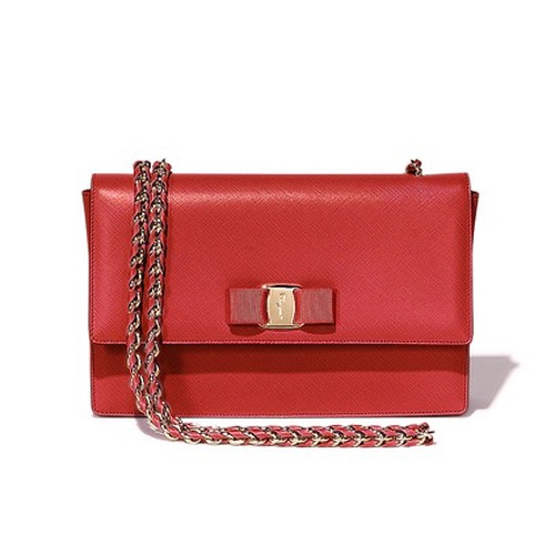 FERRAGAMO 페라가모 FW2023 Vara 리본 장식 소가죽 체인 숄더백