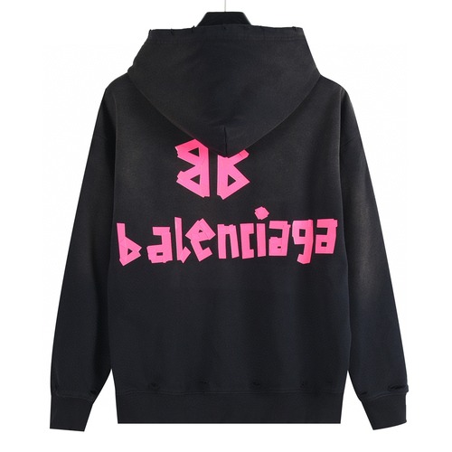 Balenciaga 발렌시아가 25FW 입체 고무 나염 워싱 디스트로이드 후드 티셔츠