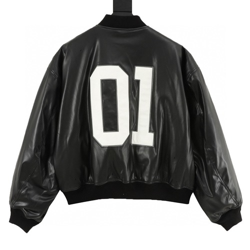 Balenciaga 발렌시아가 로고 자수 농구 레더 플라이트 점퍼