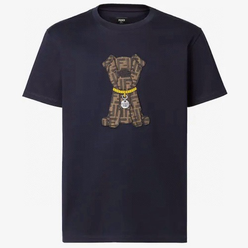 Fendi 펜디 딥블루 FF 강아지 프린트 코튼 티셔츠