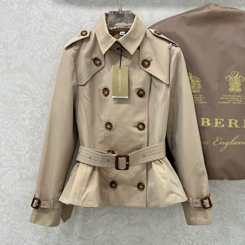 Burberry 버버리 여성 플리츠 밑단 쇼트 트렌치 코트