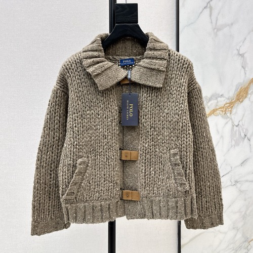 RALPH LAUREN 크롭 핸드메이드 울 더플 니트 가디건