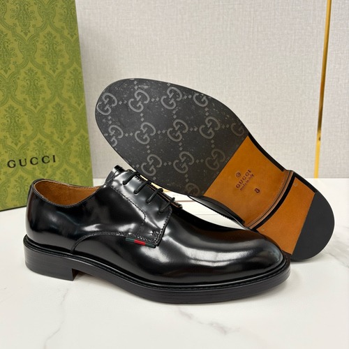 GUCCI 구찌 남성 블랙 레더 더비 드레스 슈즈