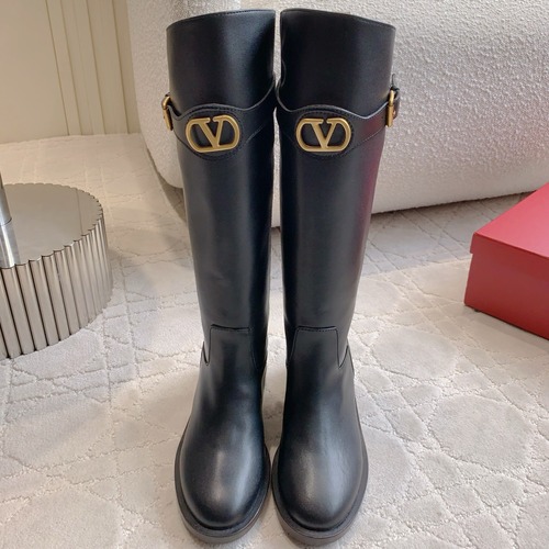 VALENTINO 발렌티노 V 로고 부츠 블랙