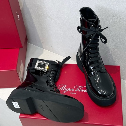 Roger Vivier 로저 비비에 비브 스트라스 버클 레이스업 앵클 부츠