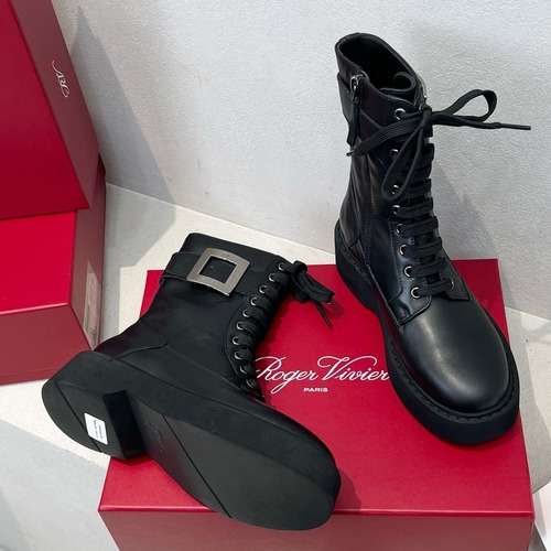 Roger Vivier 로저 비비에 비브 스트라스 버클 레이스업 앵클 부츠