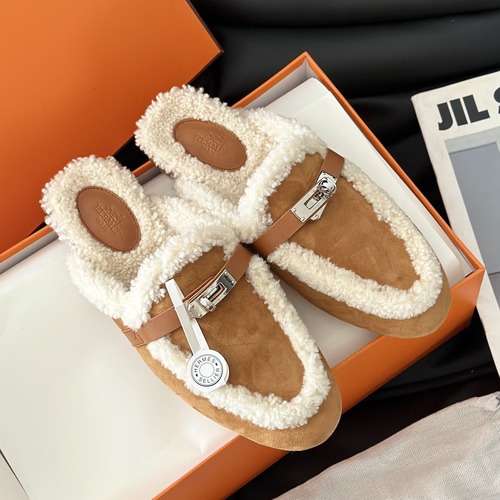 Hermes 에르메스 켈리 퍼 뮬 슬리퍼