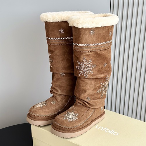 Unfolio 언폴리오 스노우플레이크 롱 셰어링 부츠