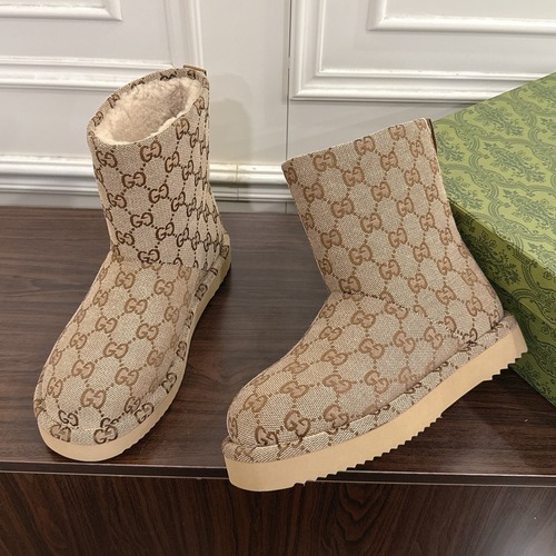 Gucci 구찌 GG 패턴 여성 스웨이드 퍼 부츠