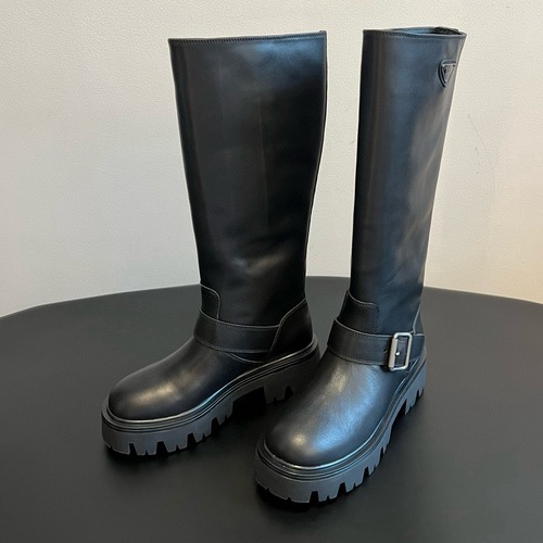 Prada 프라다 모노크롬 러버솔 레더 롱부츠