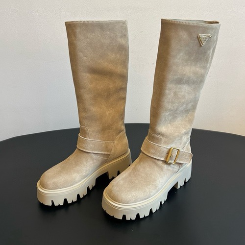 Prada 프라다 모노크롬 러버솔 레더 롱부츠