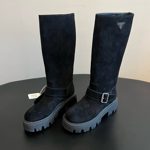 Prada 프라다 모노크롬 러버솔 레더 롱부츠