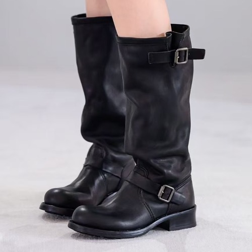 Prada 프라다 레더 버클 롱부츠