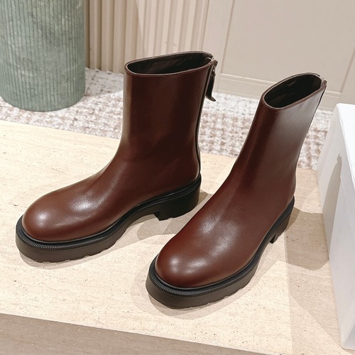 THE ROW 더로우 브라운 레더 앵클부츠